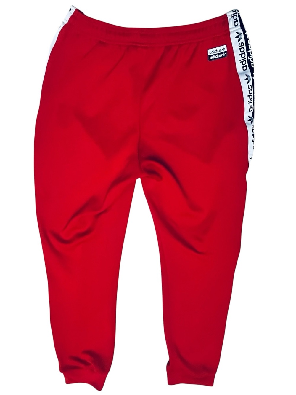 Adidas Men's Joggers Track Pants Red Vertical/Logo Zip Pockets Sz L - Picture 6 of 16